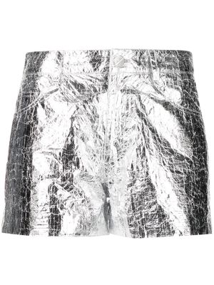Monse metallic mini shorts - Silver