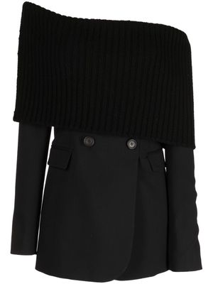 Monse off-shoulder deconstructed wool dress - Black