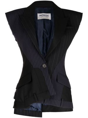Monse pinstriped panelled cotton waistcoat - Black