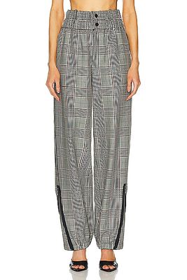 Monse Plaid Double Waistband Zipper Detailed Pant in Black