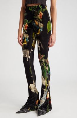 MONSE Print Stretch Velvet Leggings in Black Print at Nordstrom, Size 6