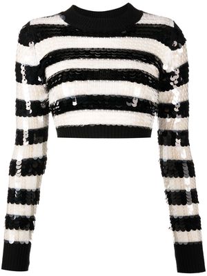 Monse sequin design striped cropped jumper - Black