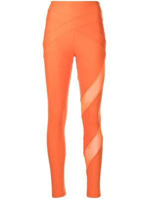Monse sheer-panel leggings - Orange