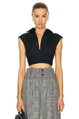 Monse Sleeveless Draped Shirt in Black