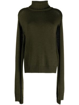 Monse slit-sleeves knitted turtleneck sweater - Green