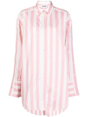 Monse striped long-sleeved shirtdress - Pink