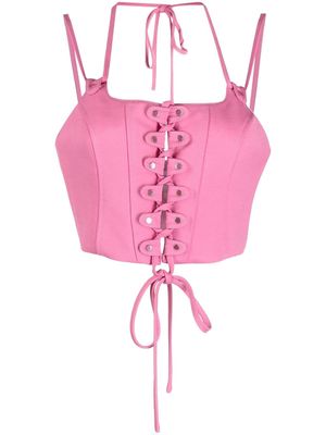Monse studded lace-up bustier top - Pink