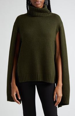 MONSE Tie Back Merino Wool Turtleneck Sweater in Olive