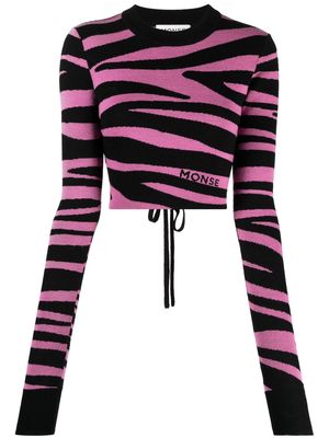 Monse zebra-knit cropped jumper - Pink