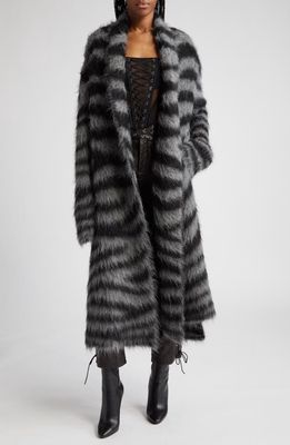 MONSE Zebra Merino Wool Cardigan in Charcoal/Black