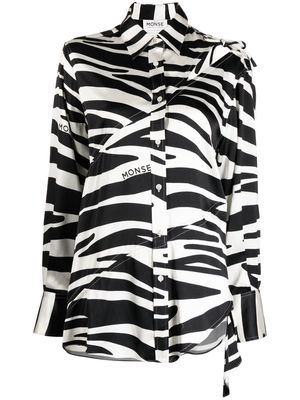 Monse zebra-print slashed-detail silk shirt - White