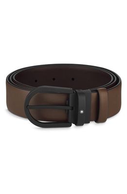 Montblanc Horseshoe Buckle Calfskin Leather Belt in Brown