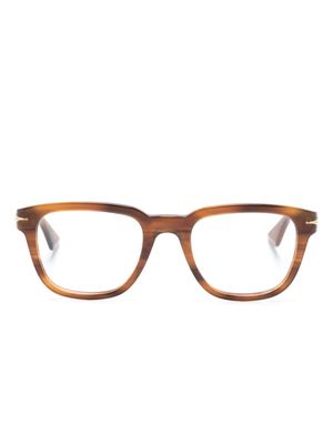 Montblanc logo-engraved rectangle-frame glasses - Brown