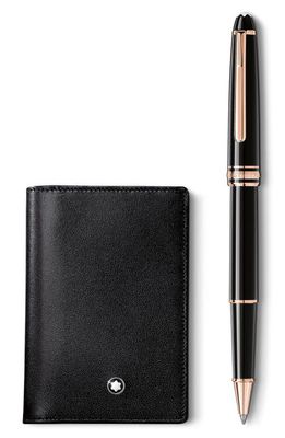 Montblanc Meisterstück Classique Rollerball Pen and Business Card Holder Set in Black