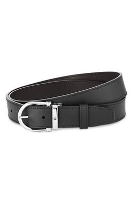 Montblanc Reversible Horseshoe Buckle Leather Belt in Black Brown