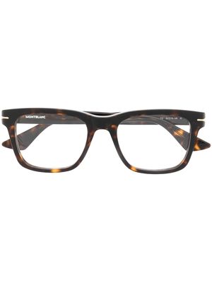 Montblanc tortoiseshell logo-arm glasses - Brown
