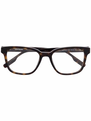 Montblanc tortoiseshell square glasses - Brown