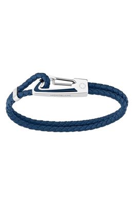 Montblanc Woven Leather Bracelet in Blue