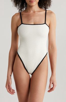 MONTCE Jacelyn One-Piece Swimsuit in Cream Terry Rib Black Binded