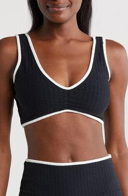 MONTCE Kim Rib Bikini Top in Black Terry Rib Cream Binded