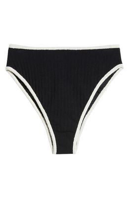 MONTCE Paula Bikini Bottoms in Black Terry Rib Cream Binded