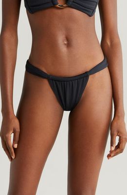 MONTCE Sandra Rib Bikini Bottoms in Black Rib