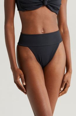 MONTCE Tamarindo Rib High Cut Bikini Bottoms in Black Rib