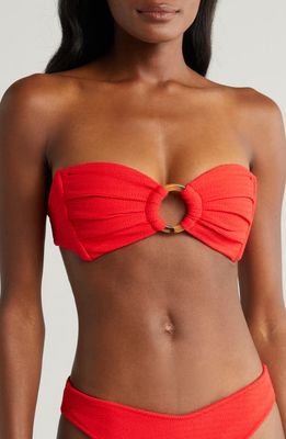 MONTCE Tori Bandeau Bikini Top in Crimson Micro Scrunch