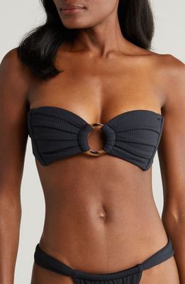 MONTCE Tori O-Ring Rib Bikini Top in Black Rib