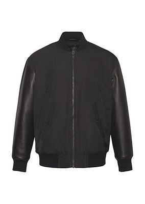 Montclair Leather-Sleeve Bomber Jacket