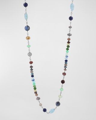 Montecito Nights Rope Multi-Gemstone Beaded Necklace with Diamonds, 44"L