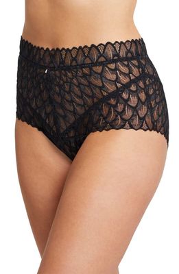 Montelle Intimates Lacey High Waist Lace Briefs in Black