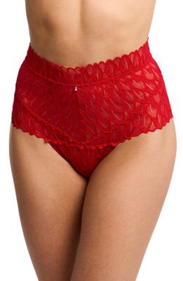 Montelle Intimates Lacey High Waist Lace Briefs in Sweet Red