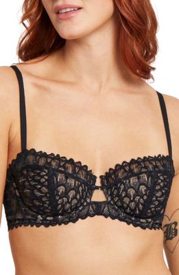 Montelle Intimates Lacey Keyhole Lace Underwire Bra in Black