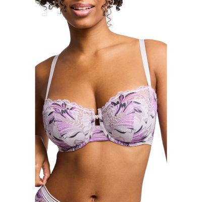 Montelle Intimates Lavender Fields Keyhole Balconette Underwire Bra in Lavender Print 