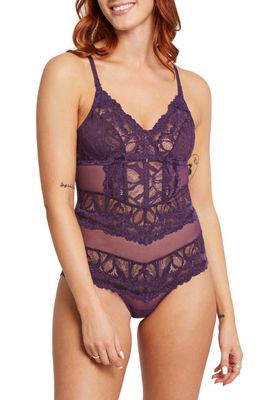 Montelle Intimates Royale Corset Lace Teddy in Pinot