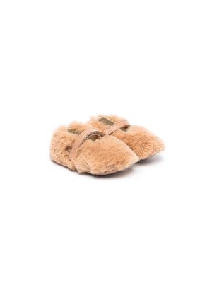 MONTELPARE TRADITION faux-fur touch-strap shoes - Brown