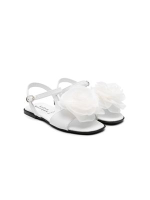 MONTELPARE TRADITION floral-appliqué leather sandals - White