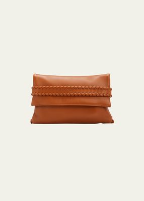 Mony Fold-Over Leather Clutch Bag