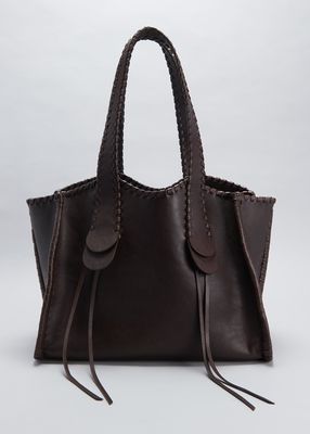 Mony Large Whipstitch Leather Tote Bag