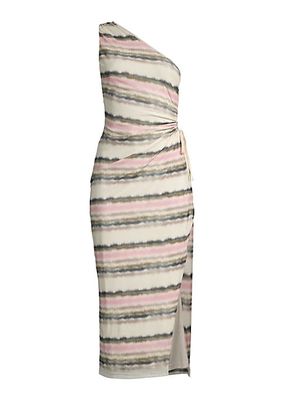 Mood Ring Madre Painterly One-Shoulder Midi-Dress