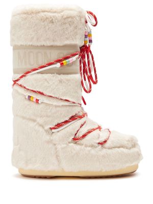 Moon Boot Icon faux-fur beaded boots - White