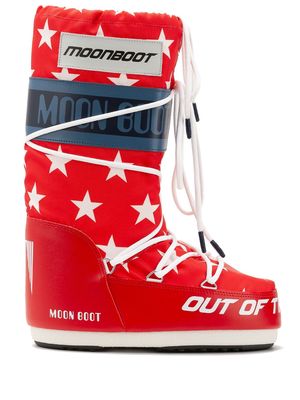 Moon Boot Icon Retrobiker star-print boots - Red