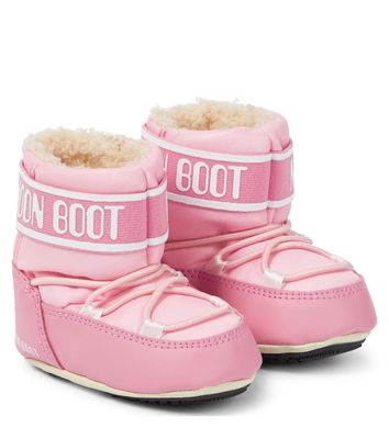 Moon Boot Kids Baby leather-trimmed snow boots