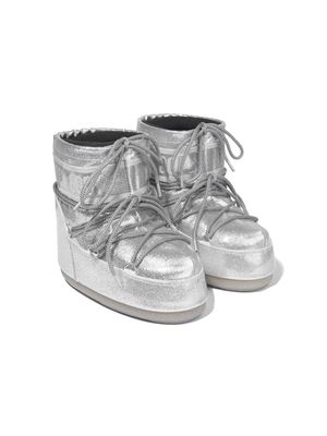 Moon Boot Kids Icon glitter-detail ankle boots - Silver