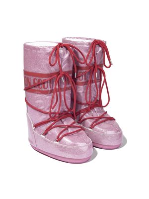 Moon Boot Kids Icon glitter-detail mid-calf boots - Pink