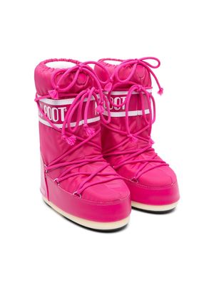 Moon Boot Kids Icon logo-strap snow boots - Pink
