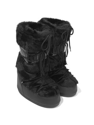 Moon Boot Kids Icon panelled faux-fur snow boots - Black