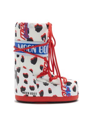Moon Boot Kids Icon Retrobiker Dalmatian boots - Black