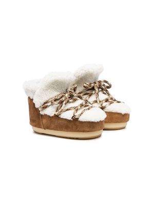 Moon Boot Kids Iconic shearling-trim ankle boots - Brown